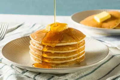 pancakes with butter and syrup 