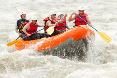 people rafting in the smoky mountains