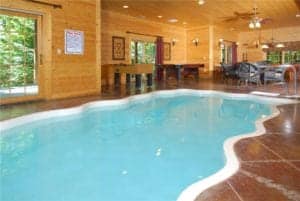 Private indoor pool in a large cabin