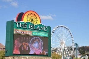 the island pigeon forge sign