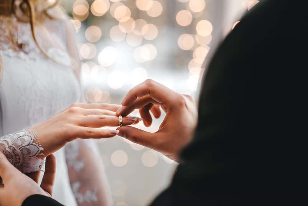 couple getting married in a wedding ceremony