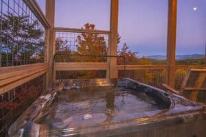 hot tub at pet-friendly smoky mountain cabin rentals