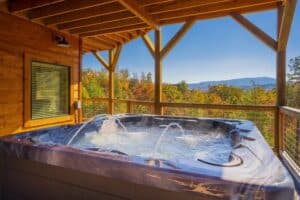 hot tub at smoky mountain cabin